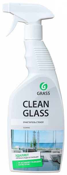 GRASS - Очиститель стекол 600мл - Clean Glass: универсальный очиститель для стекол, зеркал, пластика, хрома, кафеля, мебели и т.д., не оставляет разводов, три