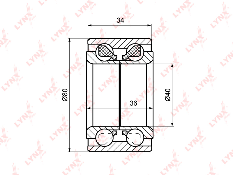 LYNXauto - Комплект подшипника ступицы колеса | перед прав/лев |