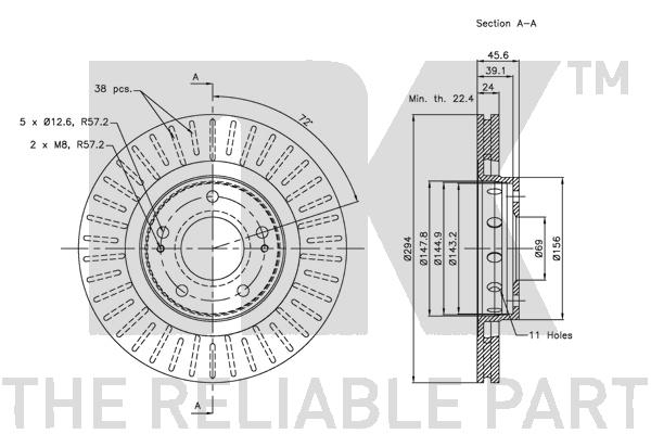 NK - Диск тормозной передний с антикорозийным покрытием (293x24mm) / citroen c-crosser mitsubishi outlan