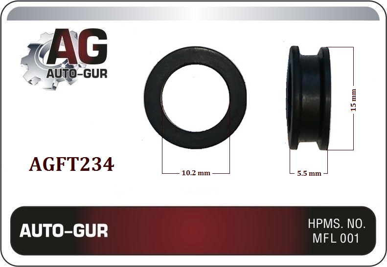 AUTO-GUR - Кольцо топливной форсунки 15*10,2*5,5mm