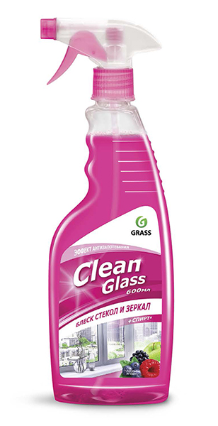GRASS - Очиститель стекол Clean Glass блеск стекол и зеркал (лесные ягоды) Триггер 0,6 л (12шт/уп)