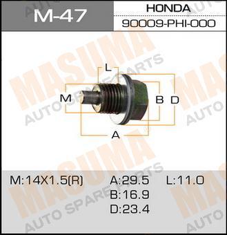 MASUMA - Болт маслосливной С МАГНИТОМ MASUMA (с шайбой) Isuzu 14х1.5mm UBS, UCS, UES, UER