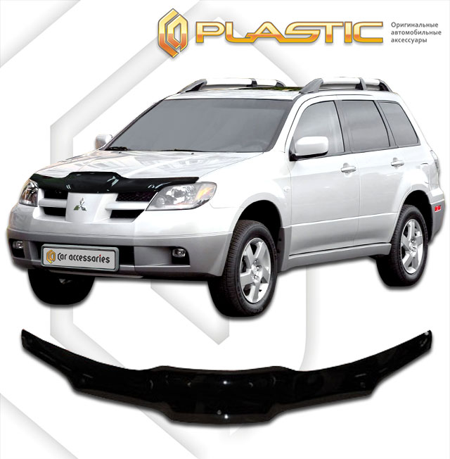 CA PLASTIC - Дефлектор капота Mitsubishi Outlander 2001-2007 (Classic черный)