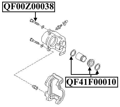 QUATTRO FRENI - ВТУЛКА НАПРАВЛЯЮЩАЯ СУППОРТА ТОРМОЗНОГО ЗАДНЕГО