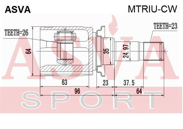ASVA - Шрус внутренний задний 26x35x23 MITSUBISHI OUTLANDER XL 2006-2012