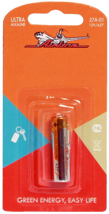 AIRLINE - Батарейка A27 12V для брелоков сигнализаций щелочная 1 шт.