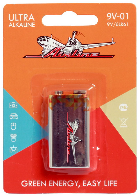 AIRLINE - Батарейка 6LR61/Крона 9V щелочная 1 шт.