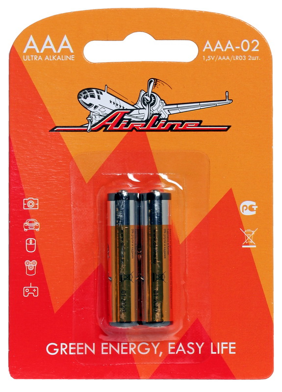 AIRLINE - Батарейки LR03/AAA щелочные 2 шт.