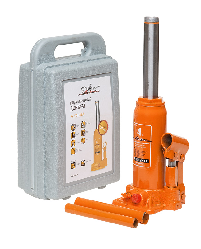 AIRLINE - Домкрат бутылочный 4т в кейсе (MIN - 195 мм, MAX - 380 мм)