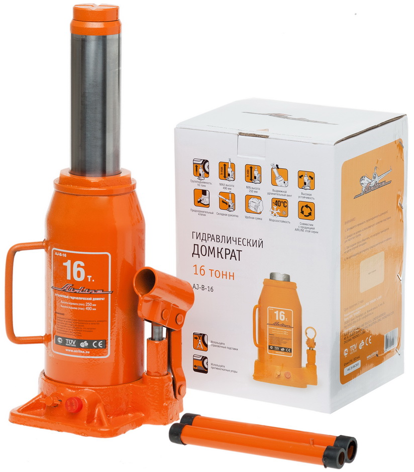 AIRLINE - Домкрат бутылочный 16т (MIN - 250 мм, MAX - 490 мм)
