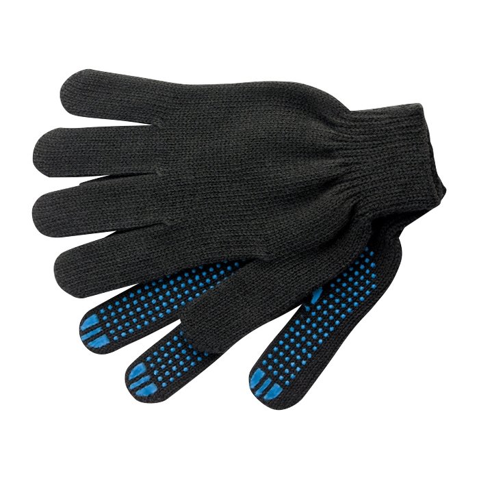 AIRLINE - Перчатки трикотажные ПШ с ПВХ покрытием, черные, (1 пара) 7 класс/72г., мод.701 (ADWG038)
