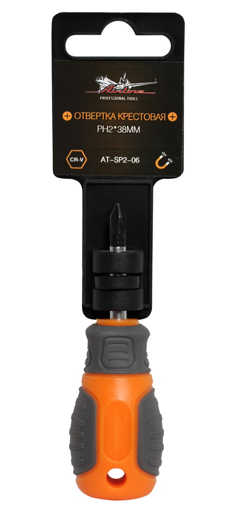 AIRLINE - Отвертка крестовая с эргономичной рукояткой PH2*38мм (AT-SP2-06)