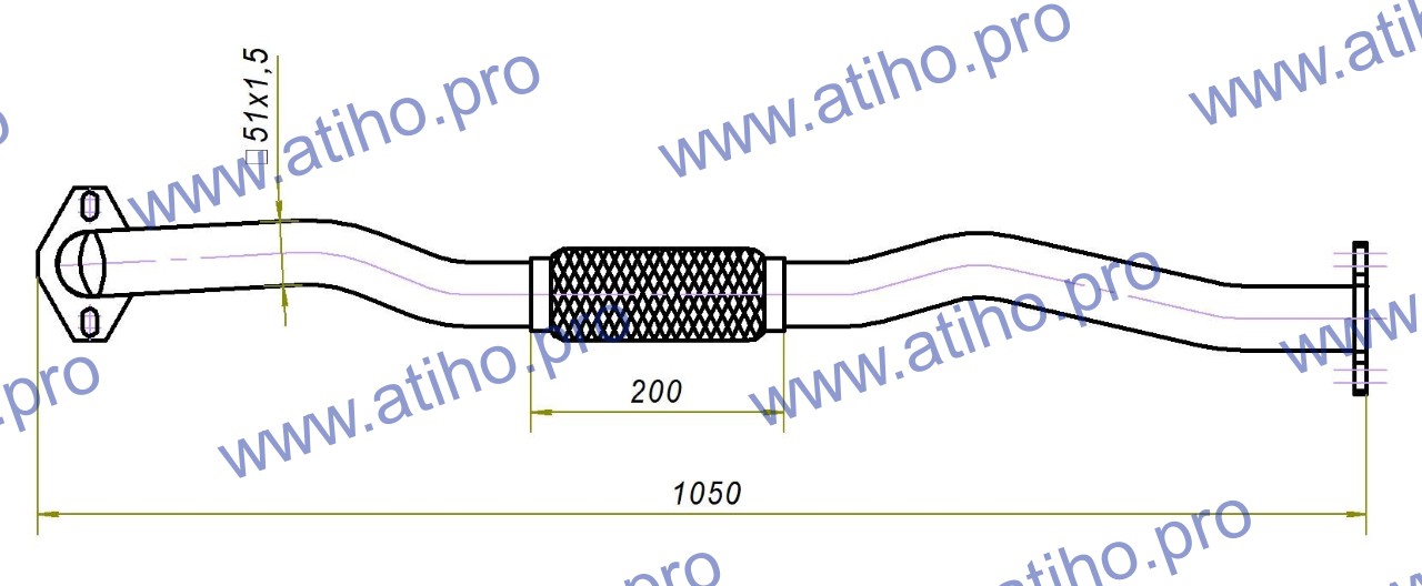 ATIHO - Приемная труба Hyundai Tucson 2004-2008гг, дв. 2.0i , Kia Sportage 2004-2008гг, дв. 2.0i