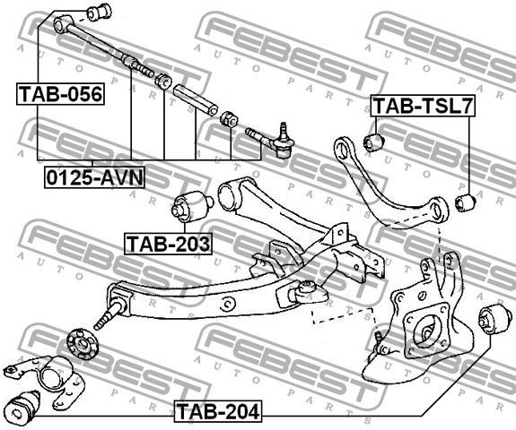 FEBEST - ТЯГА ЗАДНЯЯ ПОПЕРЕЧНАЯ РЕГУЛИРУЕМАЯ (TOYOTA AVENSIS ADT25#/AZT25#/CDT250/ZZT25# 2003-2008) FEBEST
