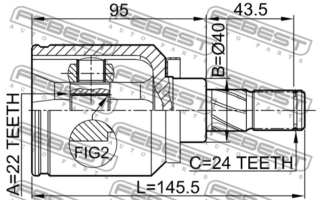 FEBEST - ШРУС НАРУЖНЫЙ 22x55x25 (NISSAN ALMERA N16 (UKP) 2000-2006) FEBEST