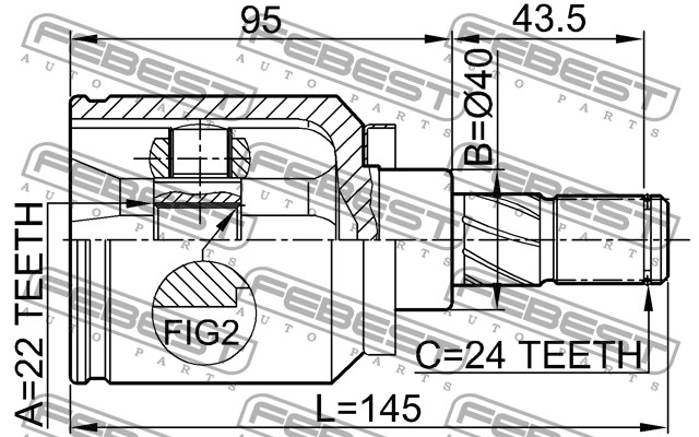 FEBEST - ШРУС ВНУТРЕННИЙ 22x40x24 (NISSAN ALMERA N16 (UKP) 2000-2006) FEBEST