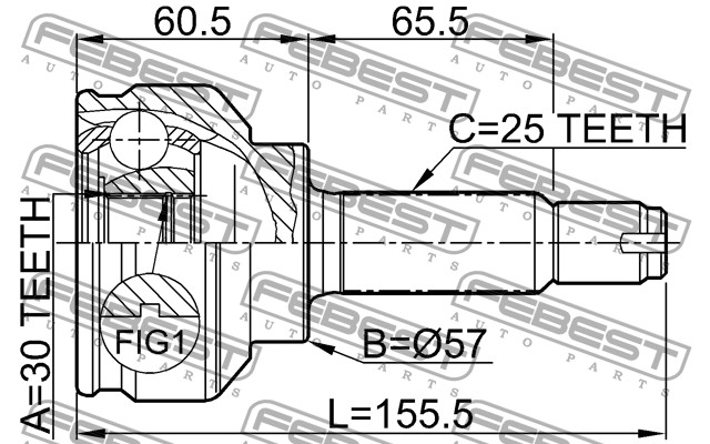 FEBEST - ШРУС НАРУЖНЫЙ 30x57x25 (MITSUBISHI LANCER CS 2000-2009) FEBEST