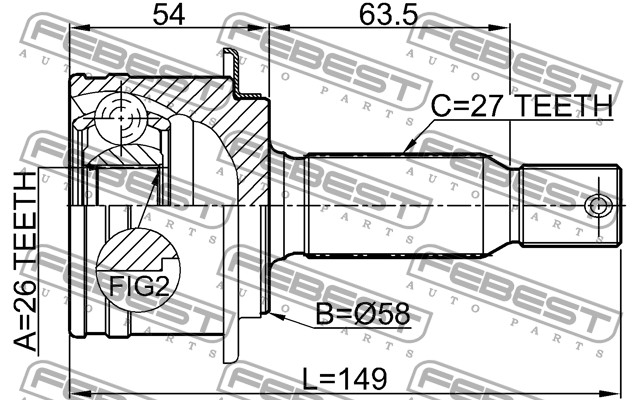 FEBEST - ШРУС НАРУЖНЫЙ ЗАДНИЙ 26x57x27 MITSUBISHI OUTLANDER CW# 2006-2012