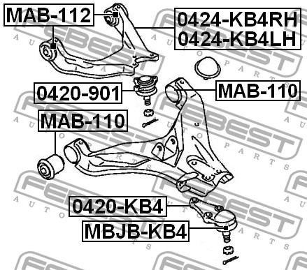 FEBEST - ОПОРА ШАРОВАЯ ПЕРЕДНЕГО ВЕРХНЕГО РЫЧАГА (MITSUBISHI PAJERO III MONTERO V65W/V75W 2000-2006) FEBEST