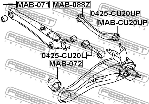FEBEST - ТЯГА ЗАДНЯЯ ПОПЕРЕЧНАЯ ВЕРХНЯЯ (MITSUBISHI LANCER CS 2000-2009) FEBEST