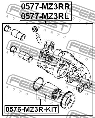 FEBEST - Комплект поршня суппорта заднего (поршень, манжет, пыльник) (mazda 3 bk 2003-2008) febest