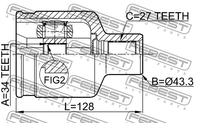 FEBEST - Шрус внутренний правый 34x43,3x27 (chevrolet captiva (c100) 2007-)