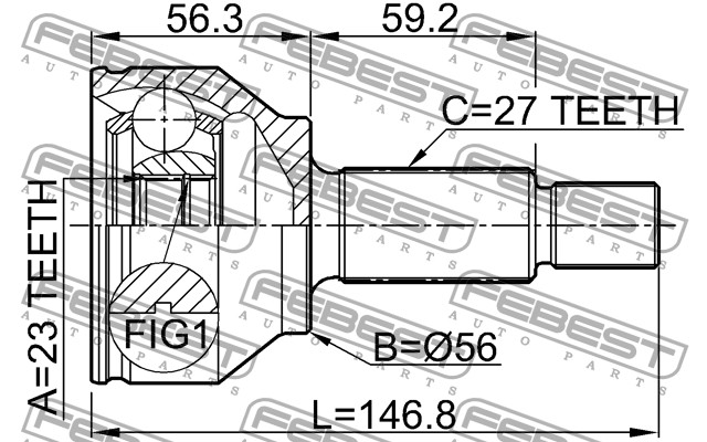 FEBEST - ШРУС НАРУЖНЫЙ 23x56x27 (FORD MONDEO GE 2000-2007) FEBEST