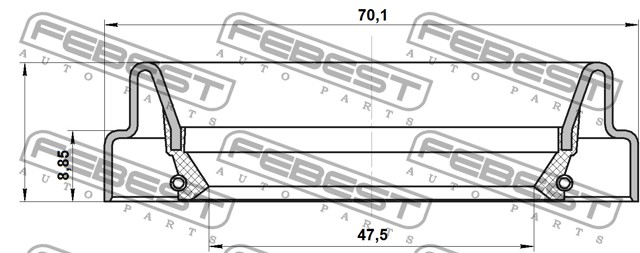 FEBEST - САЛЬНИК ПРИВОДА(49X70X8.9) TOYOTA HILUX SURF/4RUNNER RZN18#/VZN18#/KZN185/KDN185 1995-2002