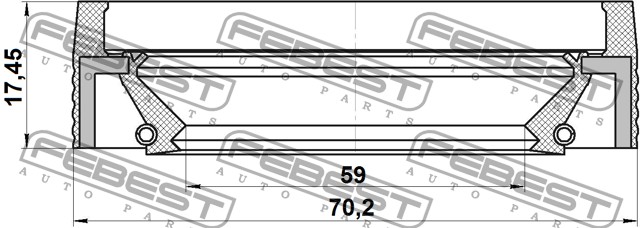FEBEST - САЛЬНИК СТУПИЧНЫЙ ПЕРЕДНИЙ (61X70X8X17.4) NISSAN PATROL SAFARI Y61 1997-2006