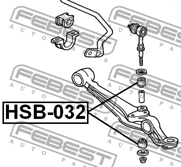FEBEST - ВТУЛКА ПЕРЕДНЕГО СТАБИЛИЗАТОРА D13 (HONDA ODYSSEY/SHUTTLE RA1/RA2/RA3/RA4/RA5 1994-1999) FEBEST