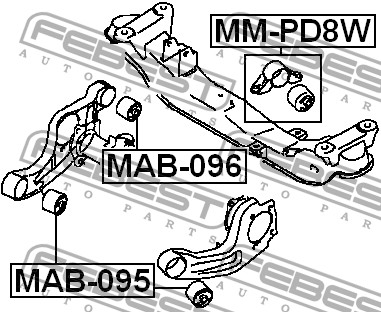 FEBEST - САЙЛЕНБЛОК ПОДУШКИ ДИФФЕРЕНЦИАЛА (MITSUBISHI DELICA PD4W/PD6W/PD8W 1994-2004) FEBEST