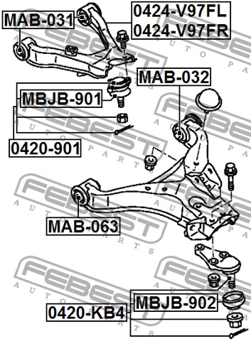 FEBEST - ПЫЛЬНИК ОПОРЫ ШАРОВОЙ ПЕРЕДНЕГО ВЕРХНЕГО РЫЧАГА (19x34x35) (MITSUBISHI PAJERO III MONTERO V65W/V75W 2000-2006) FEBEST