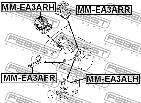 FEBEST - ПОДУШКА ДВИГАТЕЛЯ ПЕРЕДНЯЯ AT (MITSUBISHI GALANT EA3A/EA8A USA 1996-2003) FEBEST