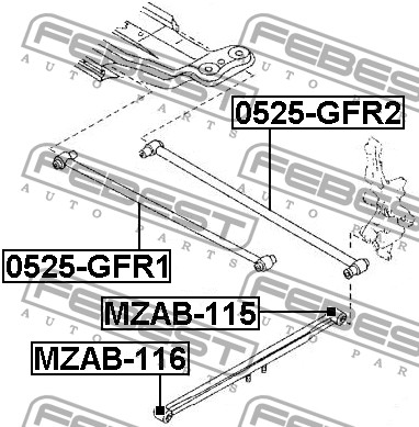 FEBEST - САЙЛЕНБЛОК ЗАДНЕЙ ПРОДОЛЬНОЙ ТЯГИ (MAZDA 323 BJ 1998-2004) FEBEST