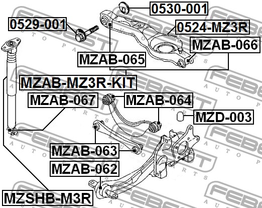 FEBEST - ОТБОЙНИК ЗАДНЕГО АМОРТИЗАТОРА MAZDA 3 BK 2003-2008
