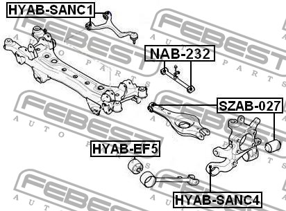 FEBEST - САЙЛЕНБЛОК ЗАДНЕГО ПОПЕРЕЧНОГО РЫЧАГА (SUZUKI GRAND VITARA/ESCUDO JB416/JB420/JB627 2006-) FEBEST