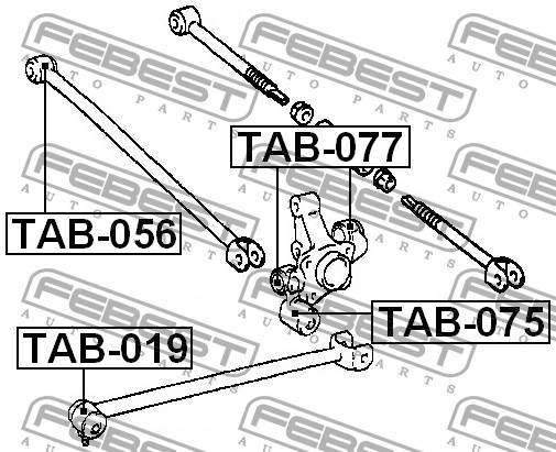 FEBEST - САЙЛЕНБЛОК ЗАДНЕЙ ПОПЕРЕЧНОЙ ТЯГИ (TOYOTA AVENSIS AT22#/AZT220/CDT220/CT220/ST220/ZZT22# 1997-2003) FEBEST