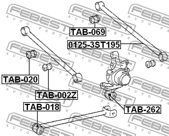 FEBEST - САЙЛЕНБЛОК ЗАДНЕГО ПОПЕРЕЧНОГО РЫЧАГА (TOYOTA CALDINA ST215/CT216 4WD 1997-2002) FEBEST
