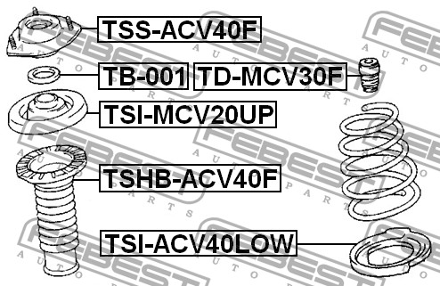 FEBEST - ПЫЛЬНИК ПЕРЕДНЕГО АМОРТИЗАТОРА (TOYOTA CAMRY ACV3#/MCV3# 2001-2006) FEBEST