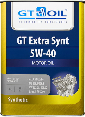 GT Oil - Масло GT Extra Synt, SAE 5W-40, API SN/CF син., 4 л
