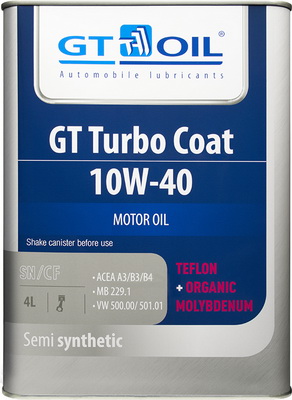 GT Oil - Масло GT Turbo Coat, SAE 10W-40, API SM, SN/CF п/с, 4 л