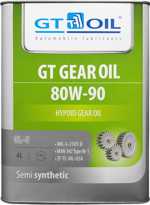 GT Oil - Масло транс. GT Gear Oil, SAE 80W-90, API GL-5, 4 л