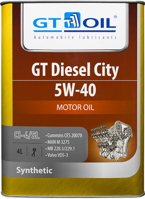 GT Oil - Масло GT Diesel City, SAE 5W-40, API CI-4/SL син., 4 л
