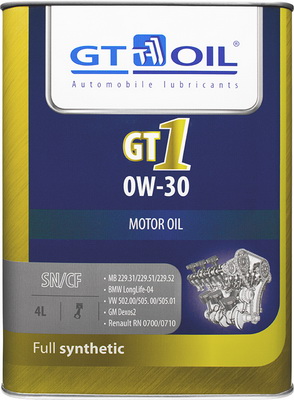 GT Oil - Масло GT1, SAE 0W-30, API SN/CF син., 4 л
