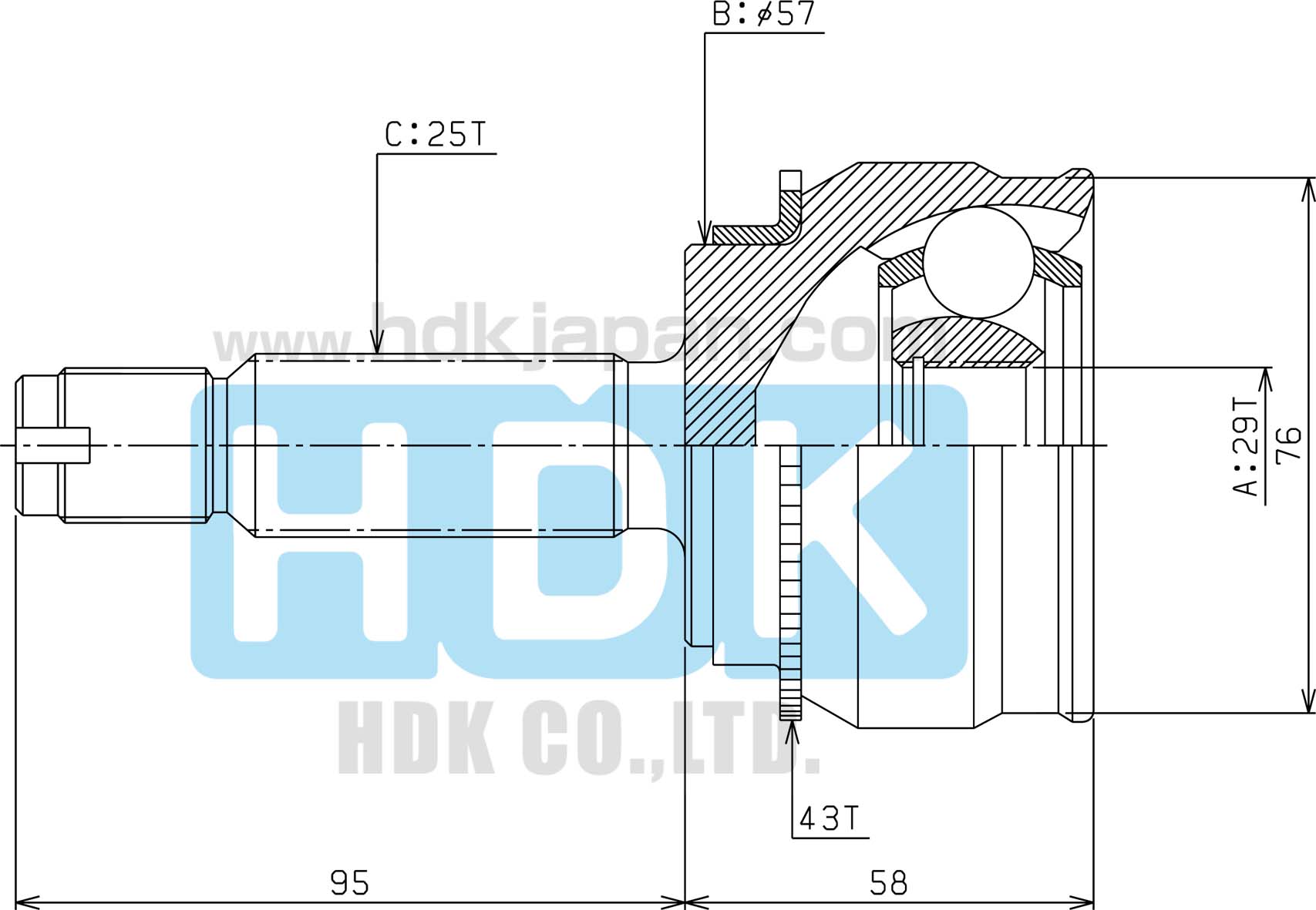 HDK - ШРУС наружный к-т (29x57x25) Mitsubishi Lancer CS 2000-2009