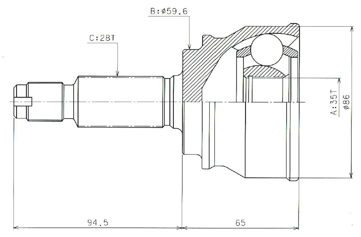 HDK - ШРУС наружный к-т (35x59.6x28) Mitsubishi Outlander CW# 2006-