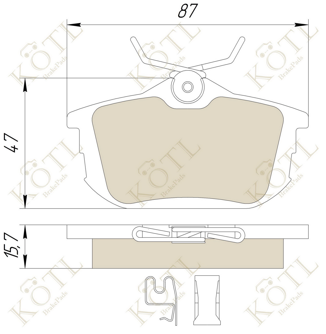 KOTL - Колодки тормозные дисковые задние к-т MITSUBISHI COLT 04>/SMART FORFOUR 05>