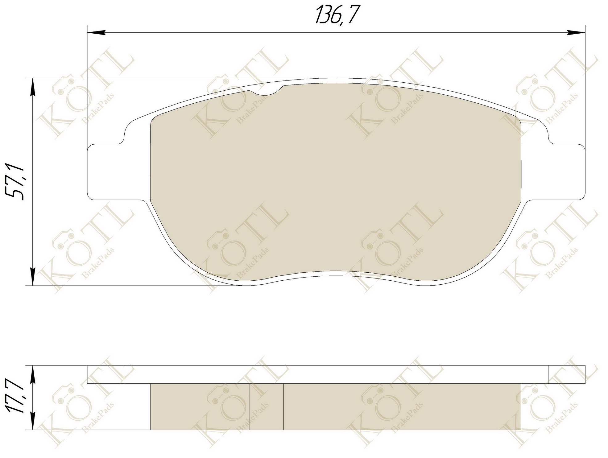 KOTL - Колодки тормозные CITROEN C4/BERLINGO/FIAT DOBLO/PEUGEOT 307