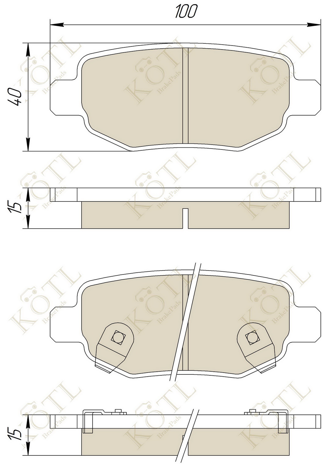 KOTL - Колодки тормозные chery(tiggo)-задние