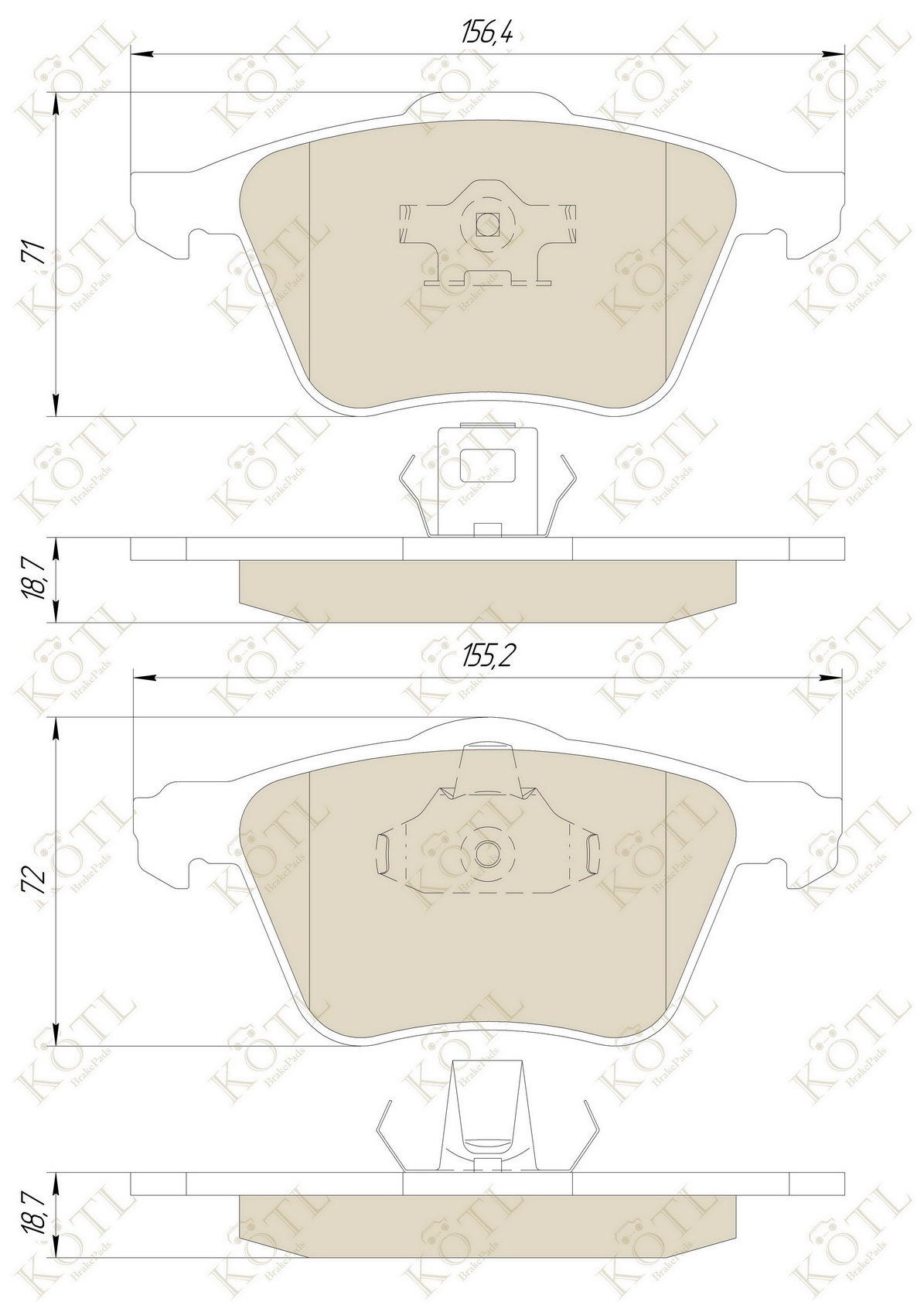 KOTL - Колодки тормозные дисковые передние к-т VOLVO S60/V70/S80/XC70/XC90 98-